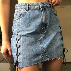 Tie Up Denim Skirt